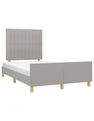 Giroletto con Testiera Grigio Chiaro 120x190 cm in Tessuto