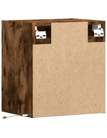 Mobile TV a Parete con Luci LED Rovere Fumo 41x31x45 cm