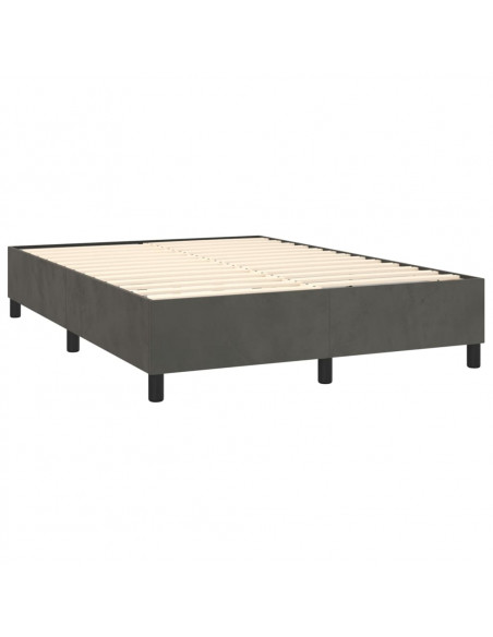 Letto a Molle con Materasso e LED Grigio Scuro 140x200 cm