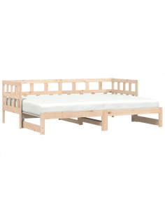 Divano Letto con Letto Estraibile 90x190 cm Legno Massello Pino 2