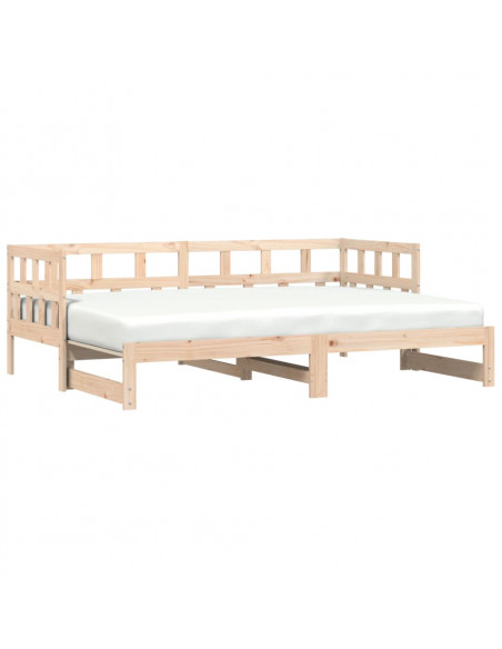 Divano Letto con Letto Estraibile 90x190 cm Legno Massello Pino