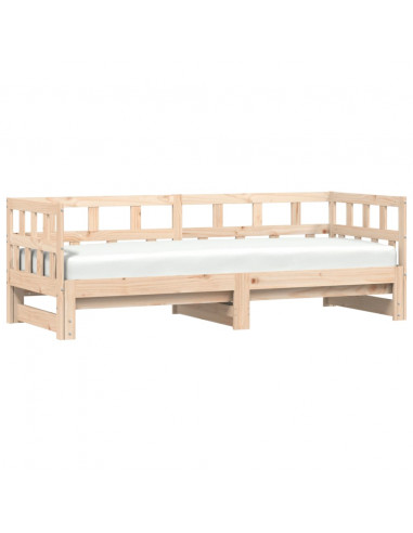 Divano Letto con Letto Estraibile 90x190 cm Legno Massello Pino