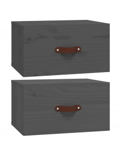 Comodini a Muro 2 pz Grigi 40x29,5x22 cm 2