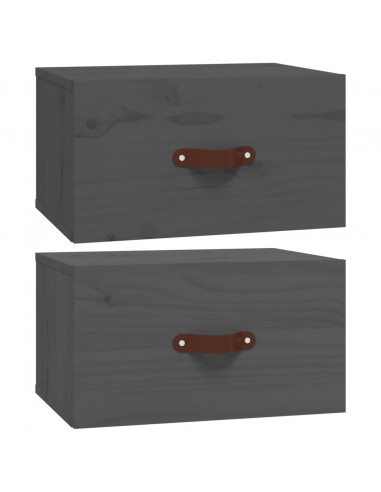 Comodini a Muro 2 pz Grigi 40x29,5x22 cm