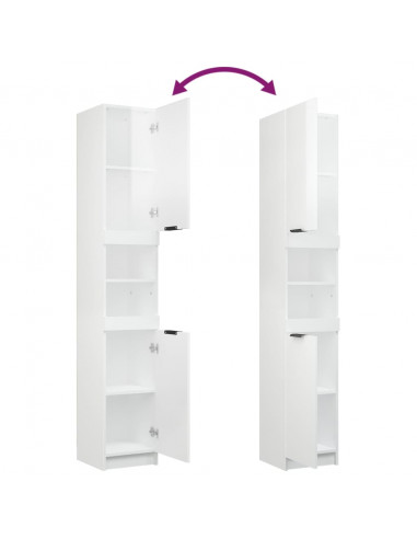 Mobile da Bagno Bianco Lucido 32x34x188,5 cm Legno Multistrato