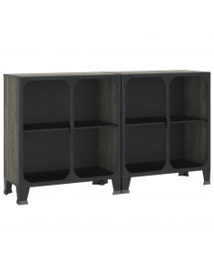 Armadi Portaoggetti 2 pz Grigi 72x36x82 cm Metallo e MDF 2