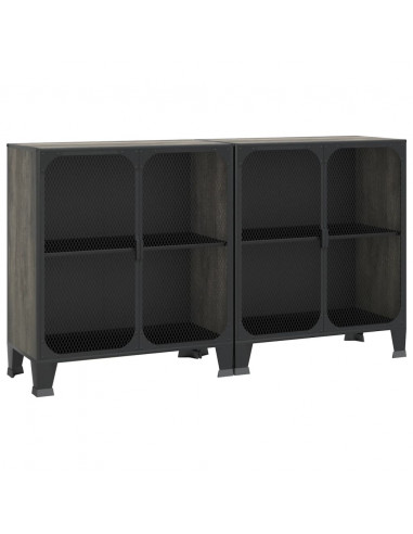 Armadi Portaoggetti 2 pz Grigi 72x36x82 cm Metallo e MDF