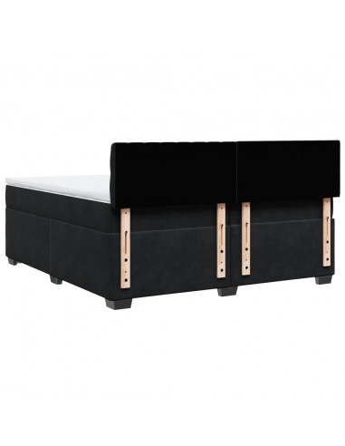 Giroletto a Molle con Materasso Nero 200x200 cm in Velluto