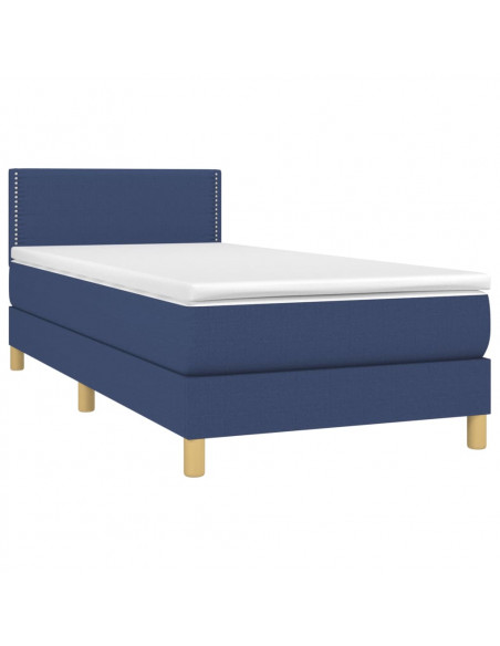 Letto a Molle con Materasso e LED Blu 80x200 cm in Tessuto