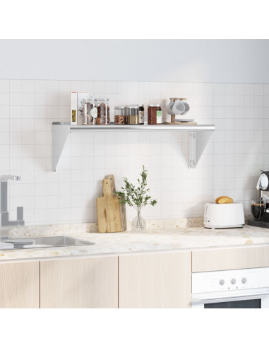 Mensola a Muro 100x30x31 cm Argento in Acciaio Inossidabile