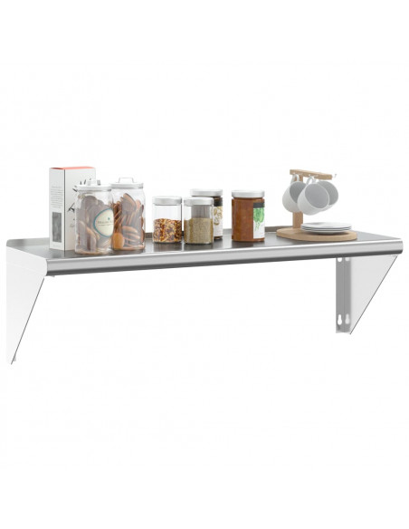 Mensola a Muro 100x30x31 cm Argento in Acciaio Inossidabile