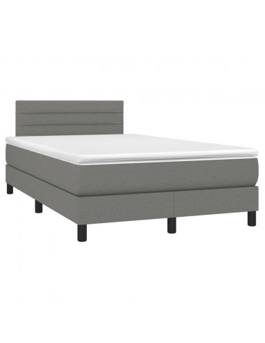 Letto a Molle Materasso e LED Grigio Scuro 120x190cm in Tessuto