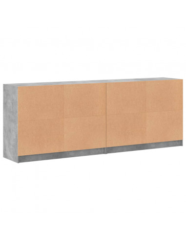 Libreria con Ante Grigio Cemento 204x37x75 cm Legno Multistrato