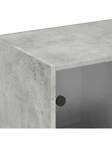 Libreria con Ante Grigio Cemento 204x37x75 cm Legno Multistrato