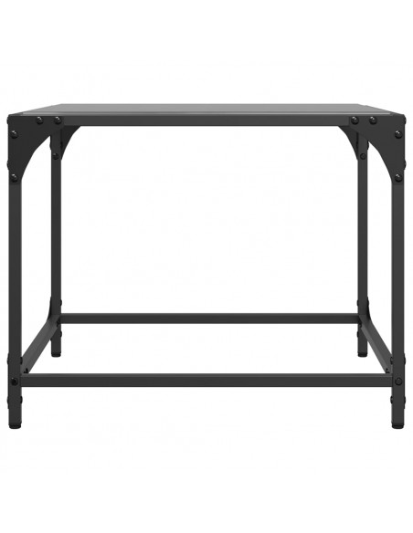 Tavolini da Salotto con Piano Vetro Nero 2pz 50x50x40cm Acciaio