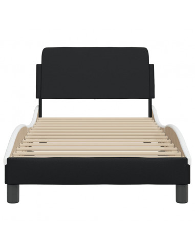 Giroletto con Testiera Nero e Bianco 80x200 cm in Similpelle