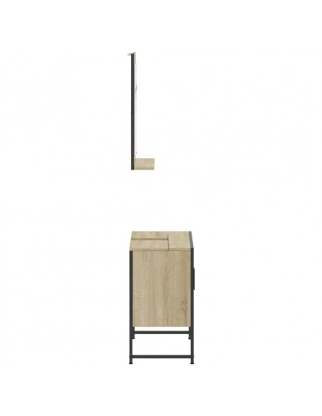 Set Mobili da Bagno 2 pz Rovere Sonoma in Legno Multistrato
