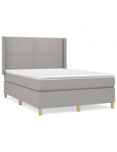 Giroletto a Molle con Materasso Grigio Chiaro 140x190cm Tessuto