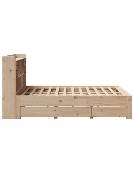 Letto Libreria senza Materasso 160x200 cm in Legno di Pino