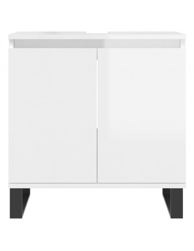Armadietto Bagno Bianco Lucido 58x33x60cm in Legno Multistrato