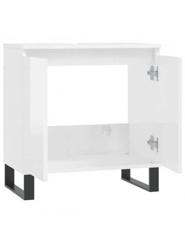 Armadietto Bagno Bianco Lucido 58x33x60cm in Legno Multistrato
