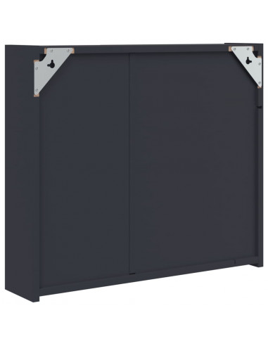 Armadietto Bagno con Specchio e LED Grigio 60x13x52 cm