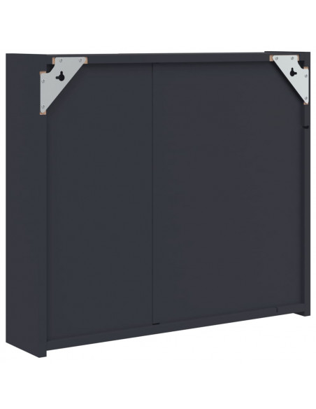Armadietto Bagno con Specchio e LED Grigio 60x13x52 cm