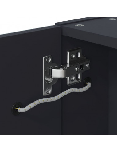 Armadietto Bagno con Specchio e LED Grigio 60x13x52 cm