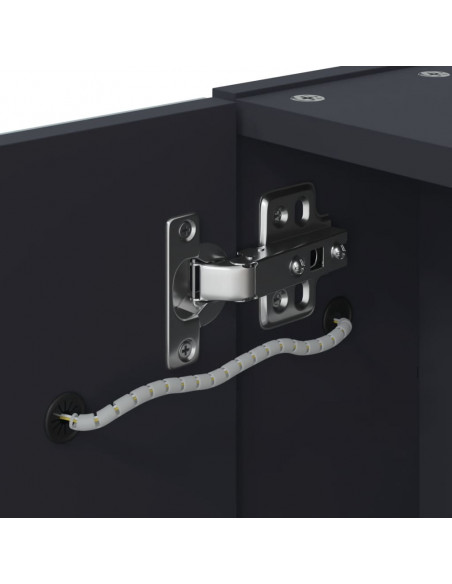 Armadietto Bagno con Specchio e LED Grigio 60x13x52 cm