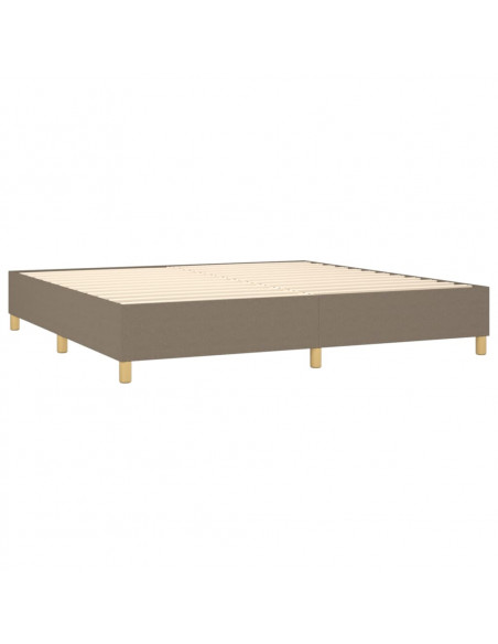 Letto a Molle Materasso e LED tortora 200x200cm in Tessuto