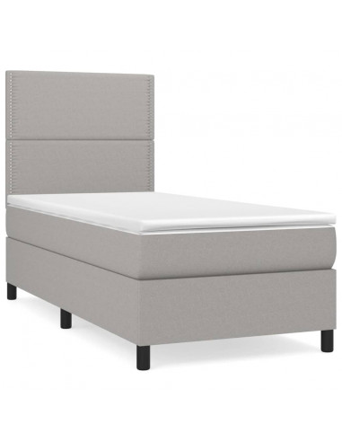 Giroletto a Molle con Materasso Grigio Chiaro 90x200 cm Tessuto