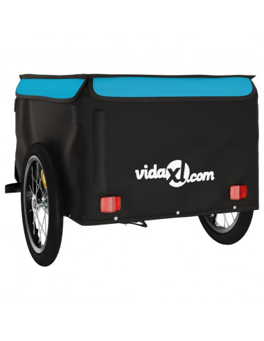 Rimorchio da Bici Nero e Blu 45 kg in Ferro