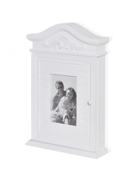 Armadietto per Chiavi con Cornice Foto Bianco