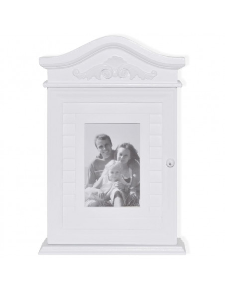 Armadietto per Chiavi con Cornice Foto Bianco