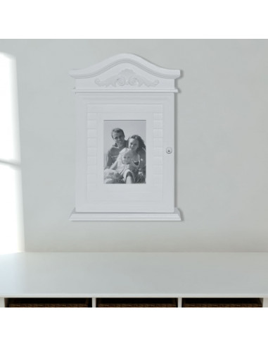Armadietto per Chiavi con Cornice Foto Bianco
