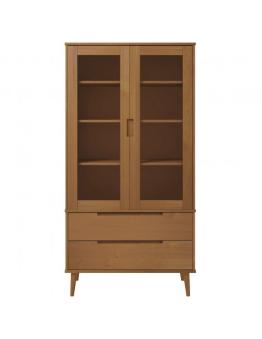 Vetrina MOLDE Marrone 90x35x175 cm in Legno Massello di Pino