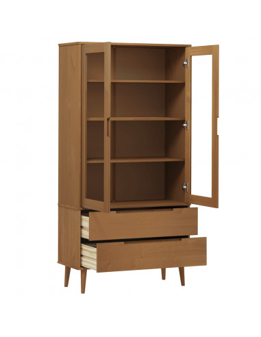 Vetrina MOLDE Marrone 90x35x175 cm in Legno Massello di Pino