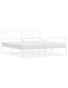 Giroletto con Testiera e Pediera Metallo Bianco 193x203 cm 2