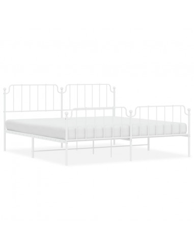 Giroletto con Testiera e Pediera Metallo Bianco 193x203 cm