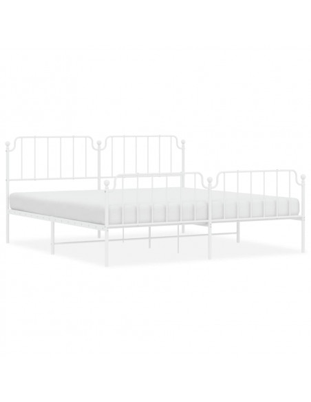 Giroletto con Testiera e Pediera Metallo Bianco 193x203 cm