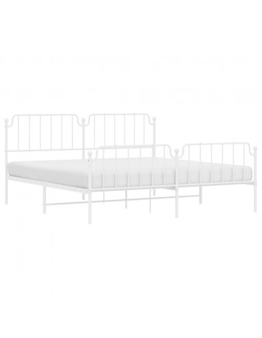 Giroletto con Testiera e Pediera Metallo Bianco 193x203 cm