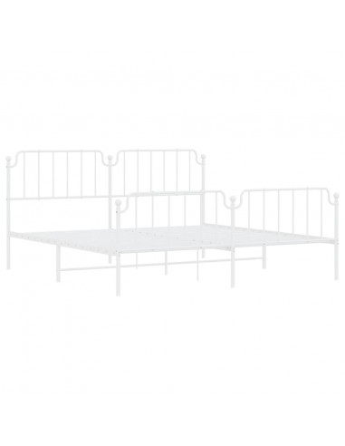 Giroletto con Testiera e Pediera Metallo Bianco 193x203 cm