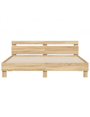 Giroletto con Testiera e LED Rovere Sonoma 200x200 cm