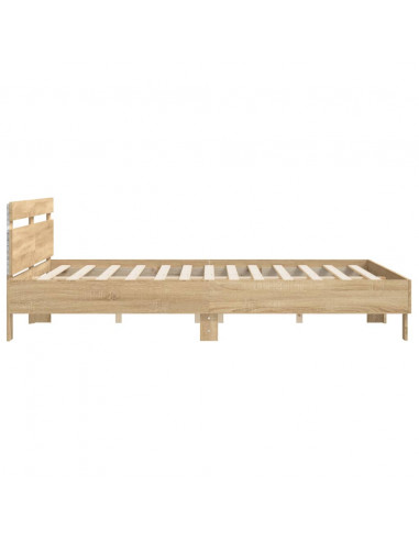 Giroletto con Testiera e LED Rovere Sonoma 200x200 cm