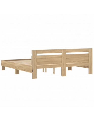 Giroletto con Testiera e LED Rovere Sonoma 200x200 cm