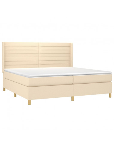 Letto a Molle Materasso e LED bianco 200x200cm in Tessuto