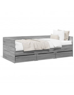Divano Letto con Cassetti Grigio Sonoma 75x190 cm Multistrato 2