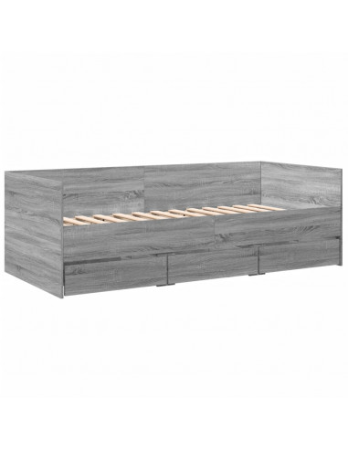 Divano Letto con Cassetti Grigio Sonoma 75x190 cm Multistrato