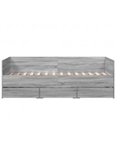 Divano Letto con Cassetti Grigio Sonoma 75x190 cm Multistrato