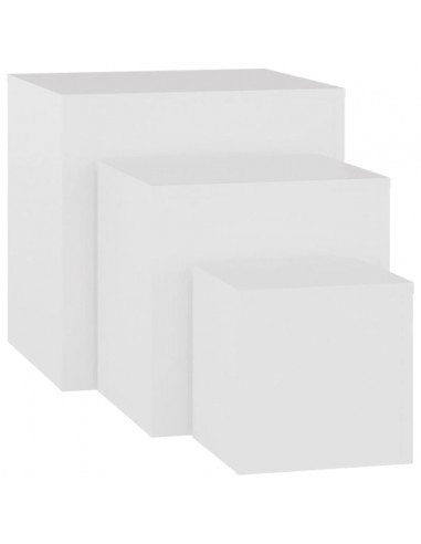 Tavolini di Servizio 3 pz Bianchi in Truciolato